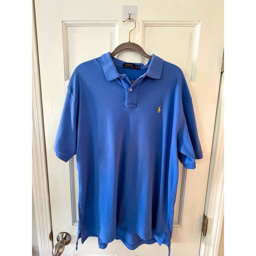 Polo Ralph Lauren Men’s XL Regular Blue Cotton Polo Short Sleeve yellow pony
